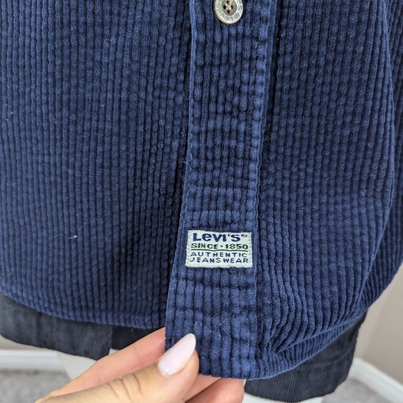 Levi’s Corduroy Shirt Jacket Navy Blue Button Front Utility Overshirt Size M - Picture 4 of 7